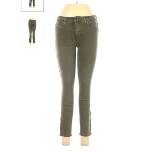 Hudson Nico super skinny green jeans with ankle beads